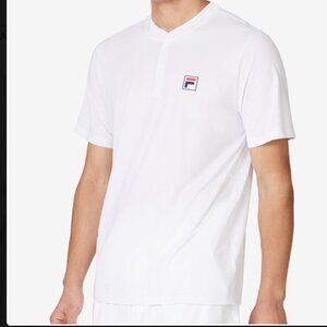 Fila Tennis Essentials Henley White with BLUE trim/piping down both sides